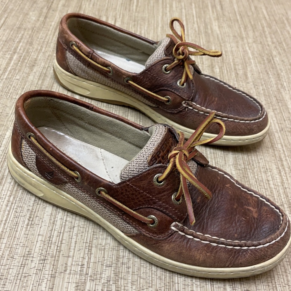 Euc brown leather sperry top siders